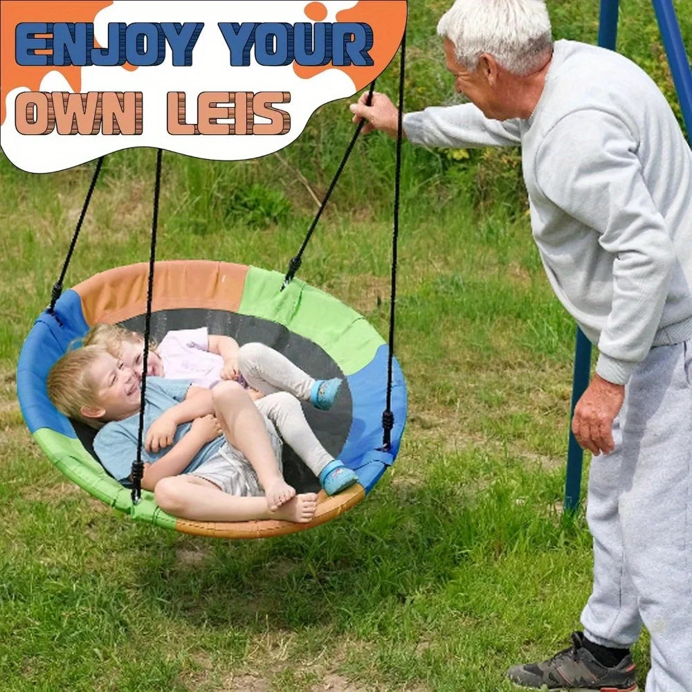 40" Saucer Swing with Stand for Outdoor, 500lbs Swing Set with Heavy Duty Metal Swing Stand for Backyard, Safe Waterproof