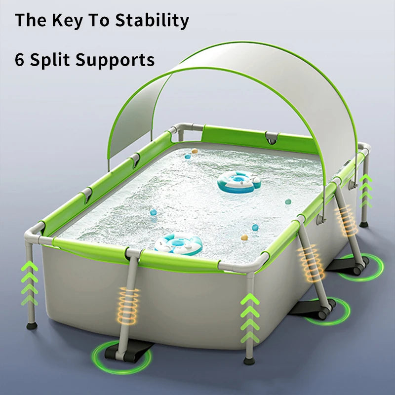 Summer Swimming Pool Inflatable Large Pools For Family With Slide Inflatable Toys Water Game Outdoor Games Baby Pool Backyard