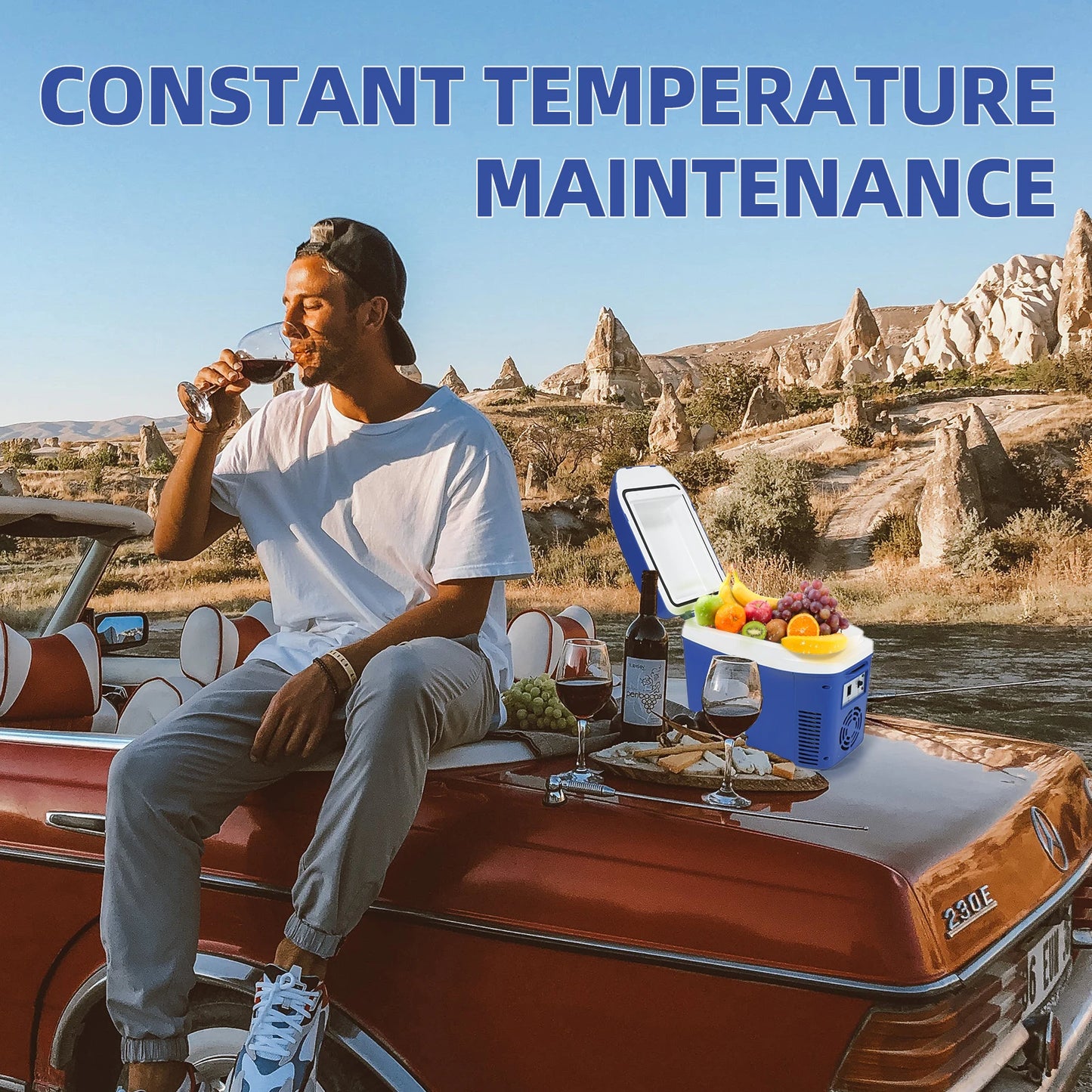 iceBlue 7L/9Can Portable Fridge,Car Home Dual-use Cooler Warmer with DC 12V Cigarette Lighter Power Socket for Travel Picnic