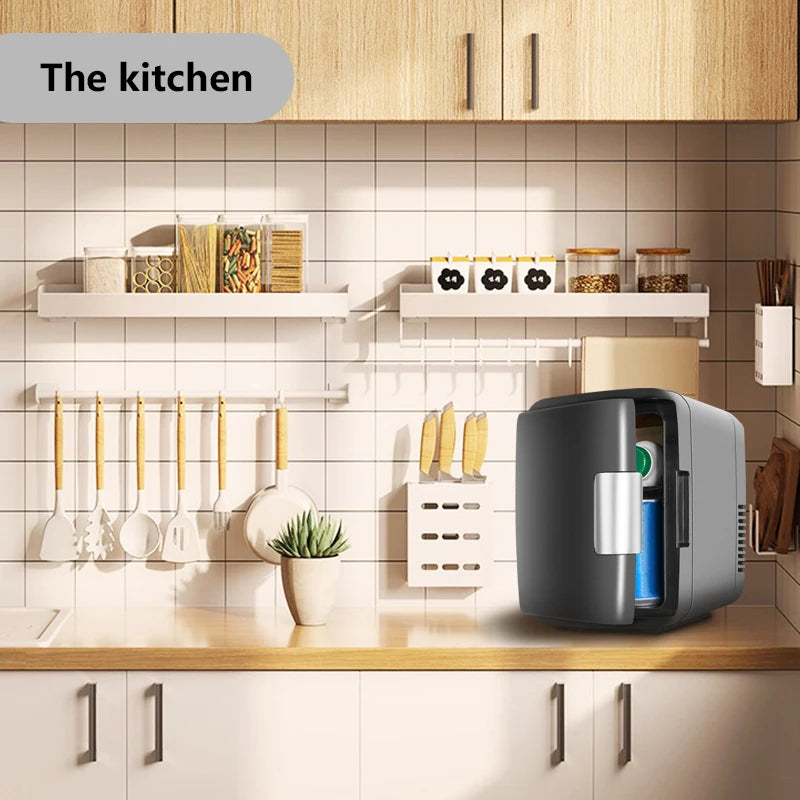 iceBlue 4L/6 Can Multifunctional Low Noise Mini Refrigerator Warmer Cooler Makeup Skincare Portable Fridge for Home Car 12V/120V