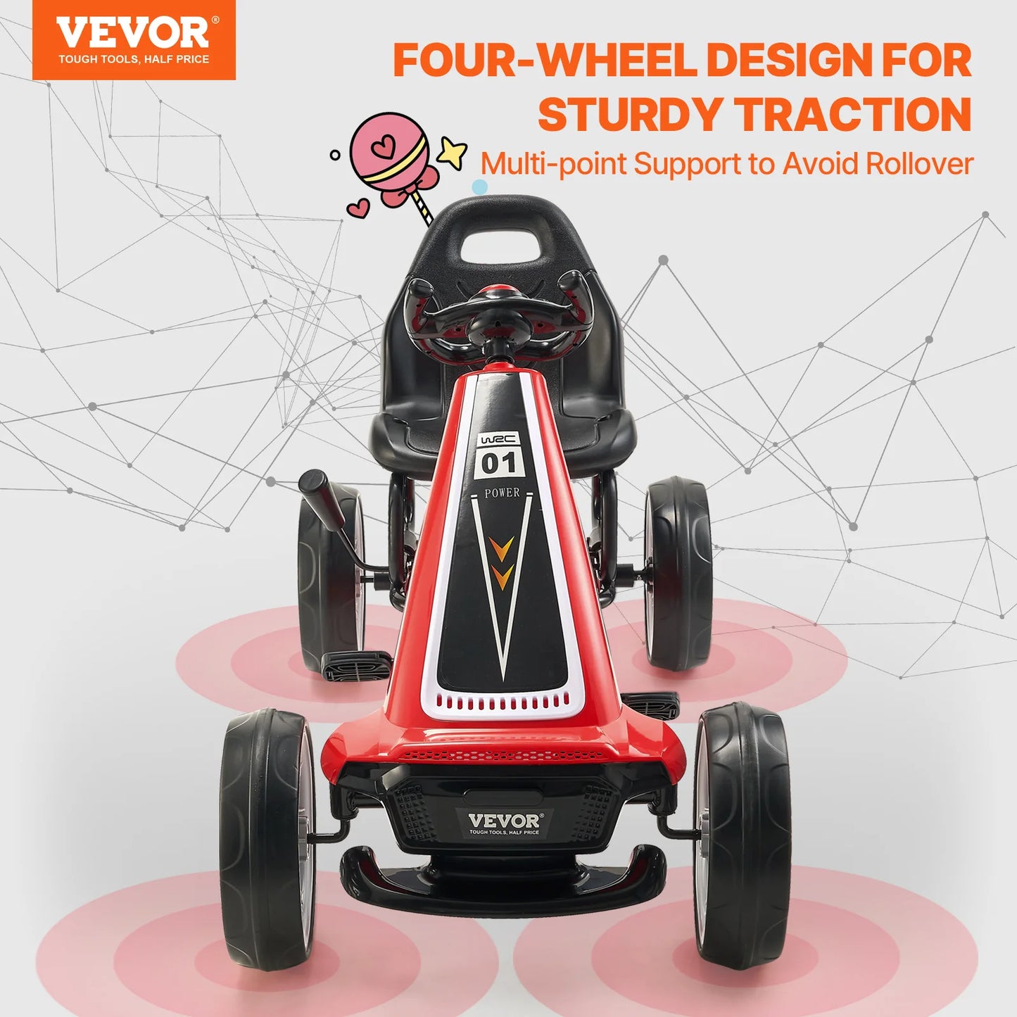 VEVOR Kids Pedal Go Kart 4 Wheel Off-Road Pedal Ride On Toys with Adjustable Seat Outdoor Racer Car for Children Boys Gifts