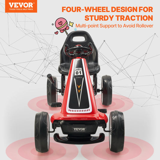 VEVOR Kids Pedal Go Kart 4 Wheel Off-Road Pedal Ride On Toys with Adjustable Seat Outdoor Racer Car for Children Boys Gifts