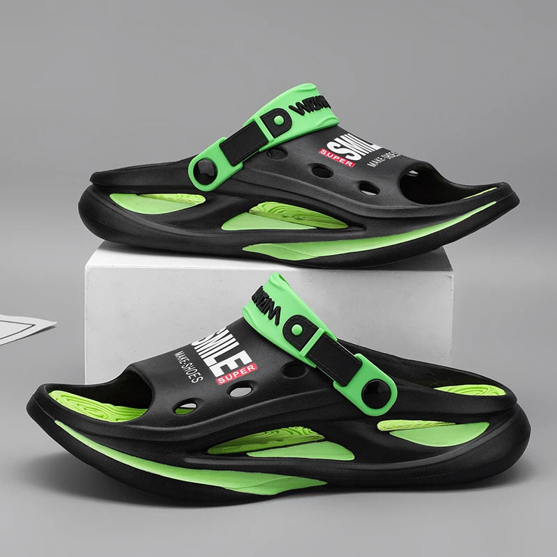 2024 Men's Outdoor Sandals Slippers Beach Comfortable Soft Sole Slide Clogs Casual Shoes Men Women Beach Sandals Big Size 46 47