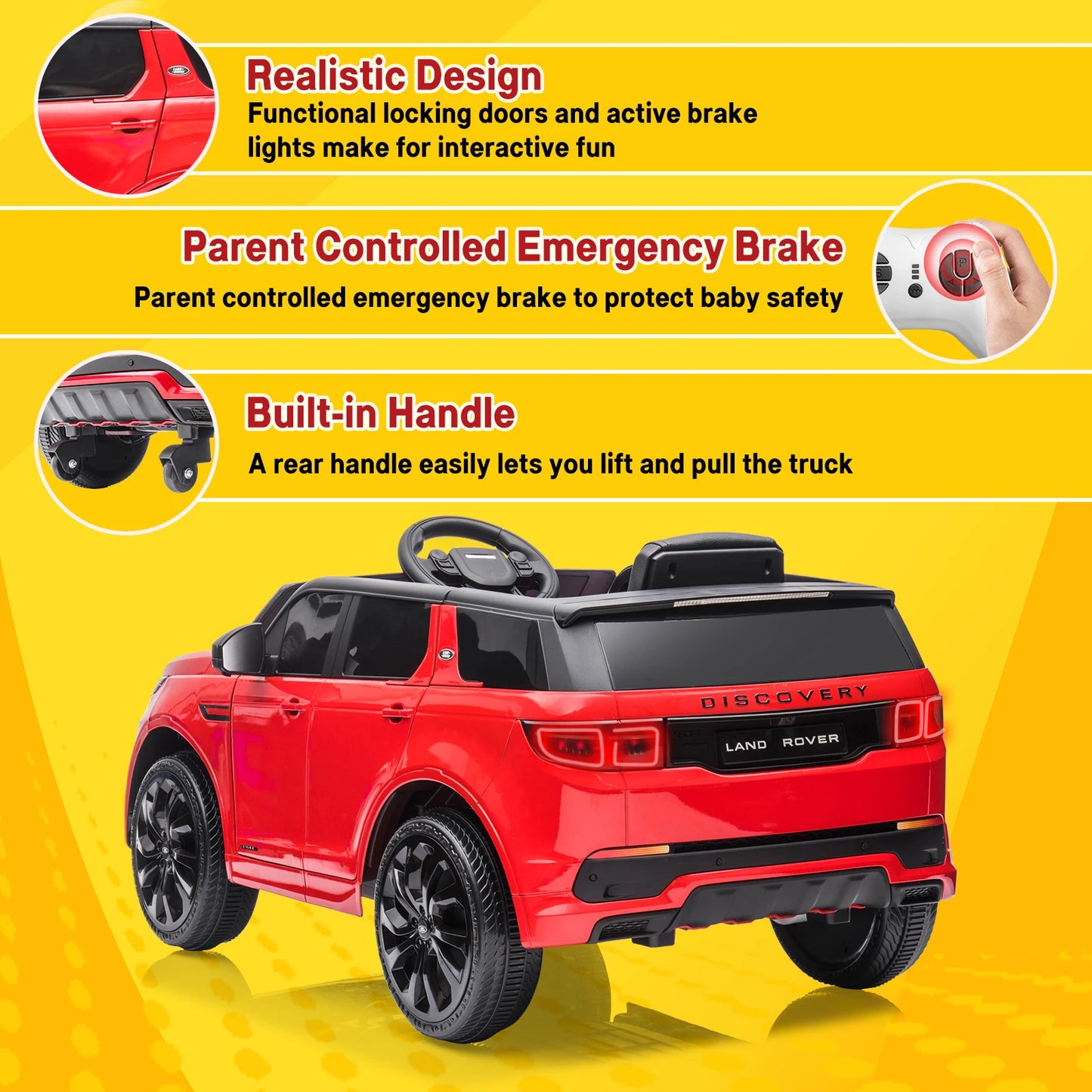 Ride on Car for Kids 12V Power Battery Electric Vehicles License Ride On Truck w/Parent Remote Control, MP3 Player, Rocking