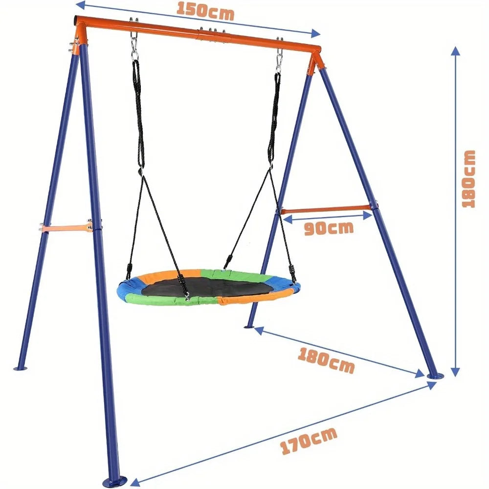 40" Saucer Swing with Stand for Outdoor, 500lbs Swing Set with Heavy Duty Metal Swing Stand for Backyard, Safe Waterproof