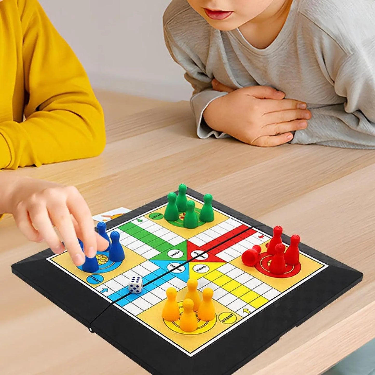 Ludo Game Set Strategy Game Parent Child Interaction with Foldable Board Travel Family Game for Teens Kids Children Party Toy