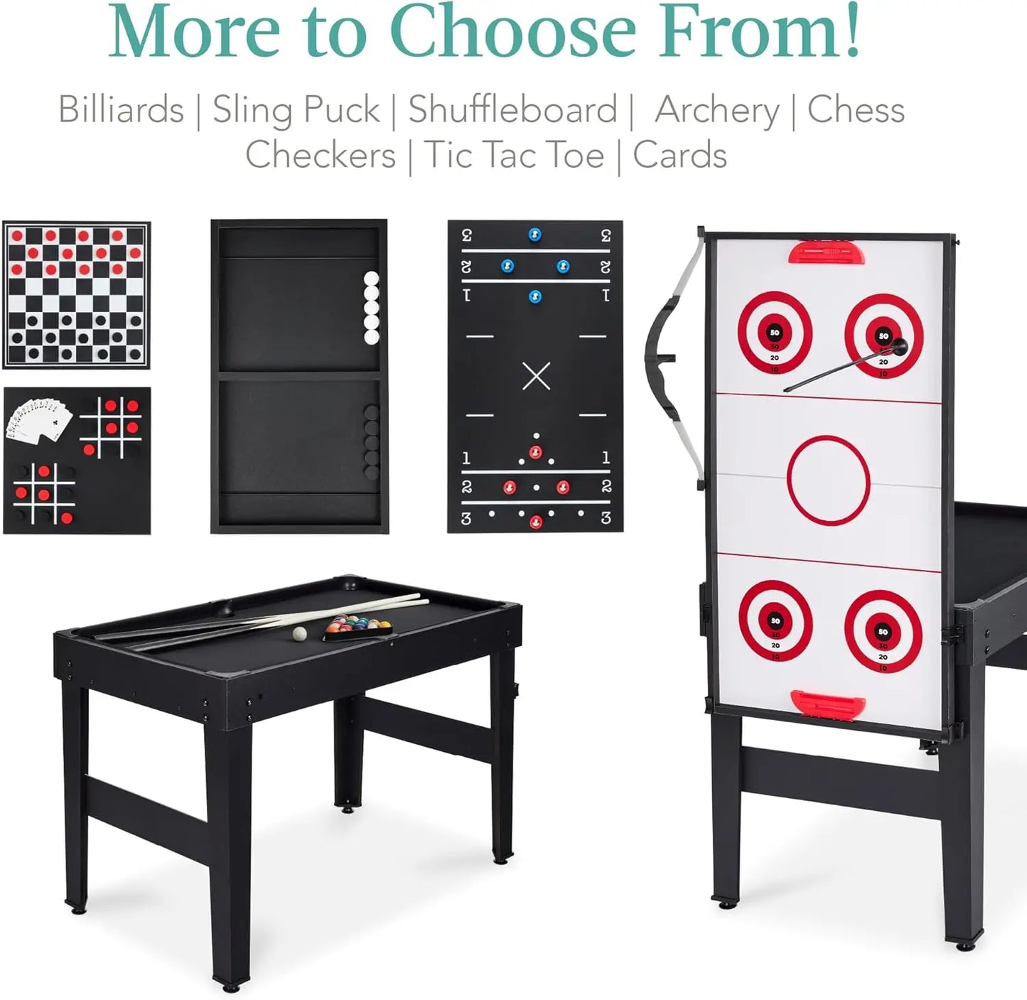 13-in-1 Combo Game Table Set for Home, Game Room, Friends & Family w/Ping Pong, Foosball, Basketball, Air Hockey, Archery