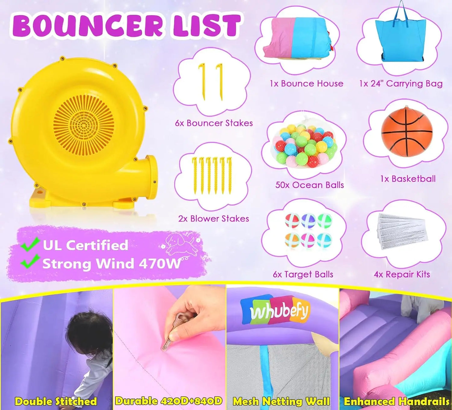 Inflatable Bounce House for Kids 3-6 with Ball Pit & Dart Board - Toddler Water Bounce House Jump 'n Slide Park for Indoor Outdo