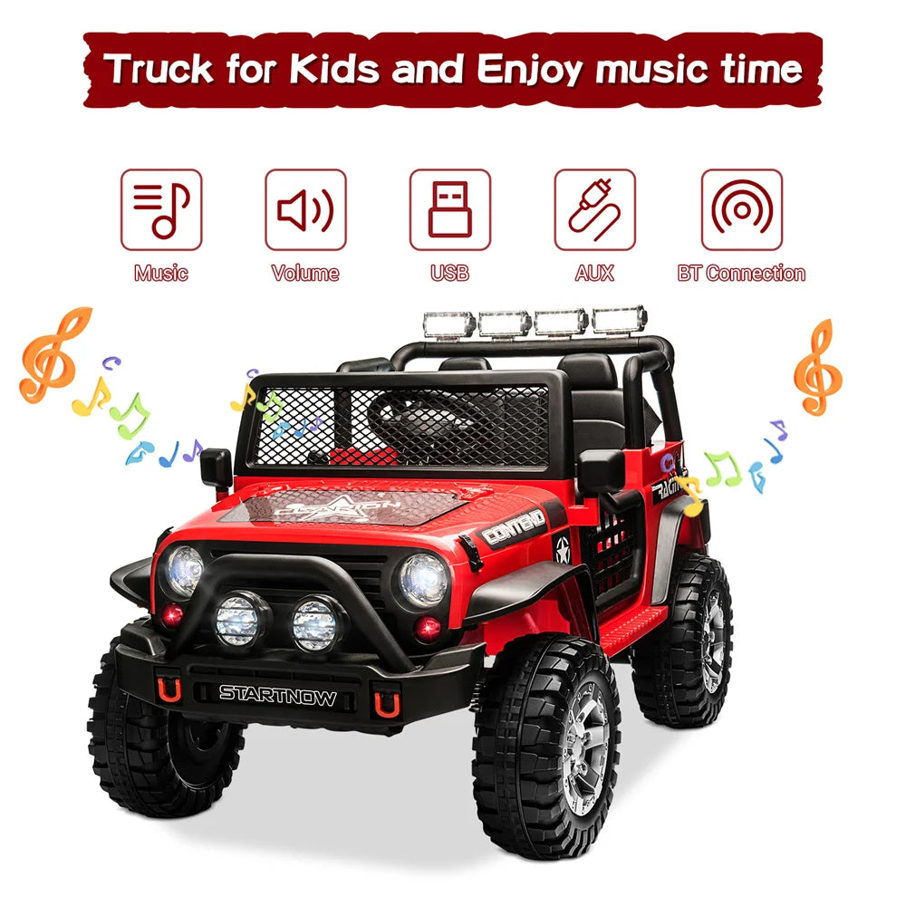 12V Battery Powered Ride On Car 2 Seater kids Electric Vehicle Toy Truck w/Remote Control Equipped with Music