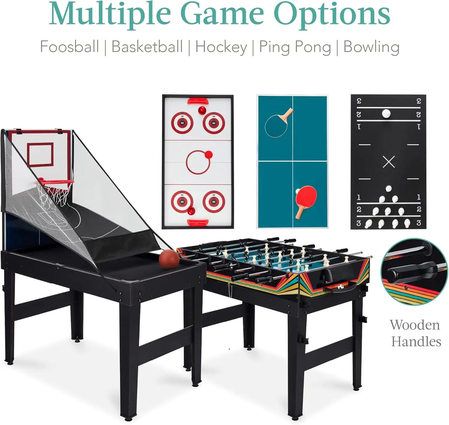 13-in-1 Combo Game Table Set for Home, Game Room, Friends & Family w/Ping Pong, Foosball, Basketball, Air Hockey, Archery