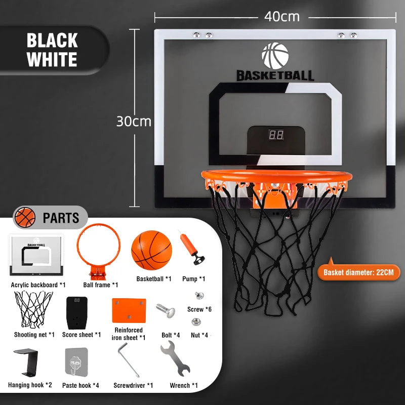 Hole Free Electronic Scoring Basketball Hoop Children Gift Basketball Board Shooting Game Hanging Wall Toy Indoor Sports Games