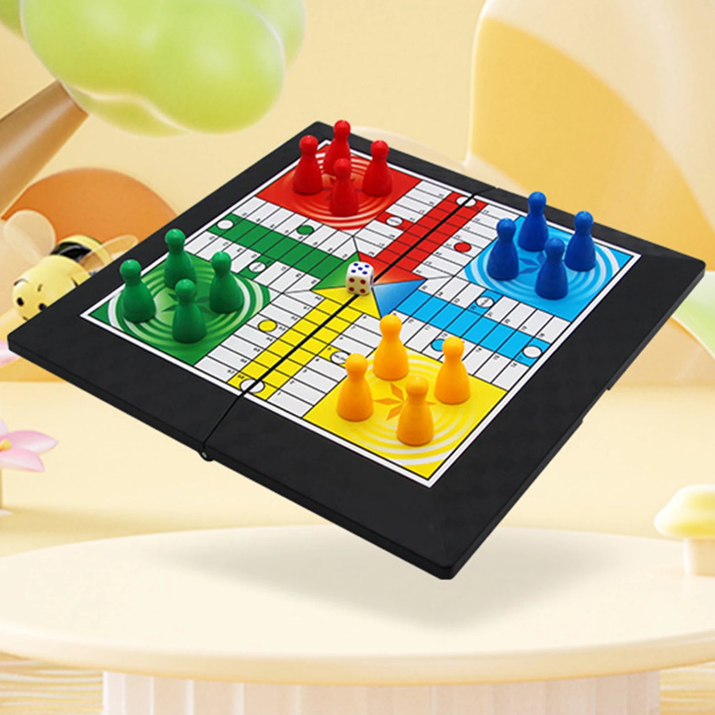 Ludo Game Set Strategy Game Parent Child Interaction with Foldable Board Travel Family Game for Teens Kids Children Party Toy