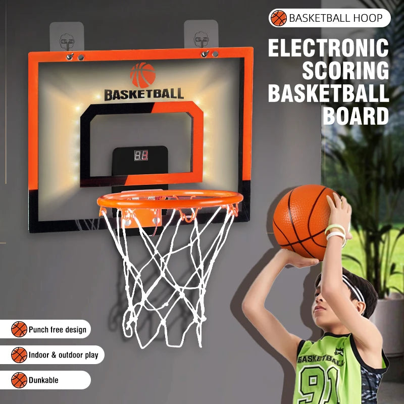 Hole Free Electronic Scoring Basketball Hoop Children Gift Basketball Board Shooting Game Hanging Wall Toy Indoor Sports Games