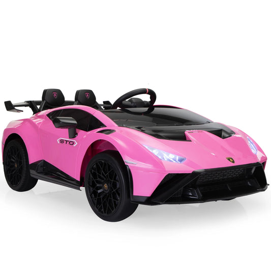 Licensed Lamborghini 24V Kids Electric Car, Battery Powered Sports Car w/ 2.4G Remote Control, LED Lights, Music, USB, High-Low