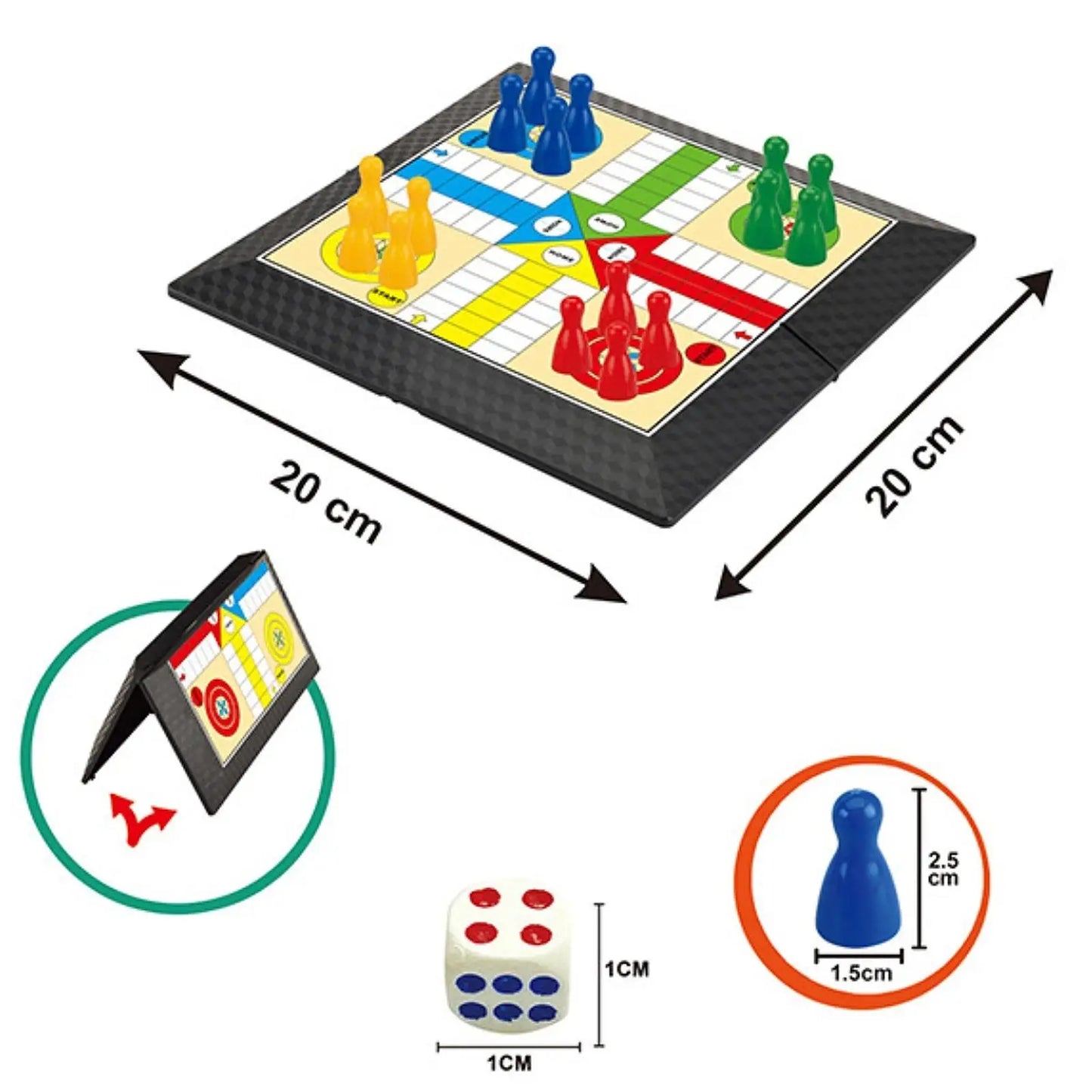 Ludo Game Set Strategy Game Parent Child Interaction with Foldable Board Travel Family Game for Teens Kids Children Party Toy