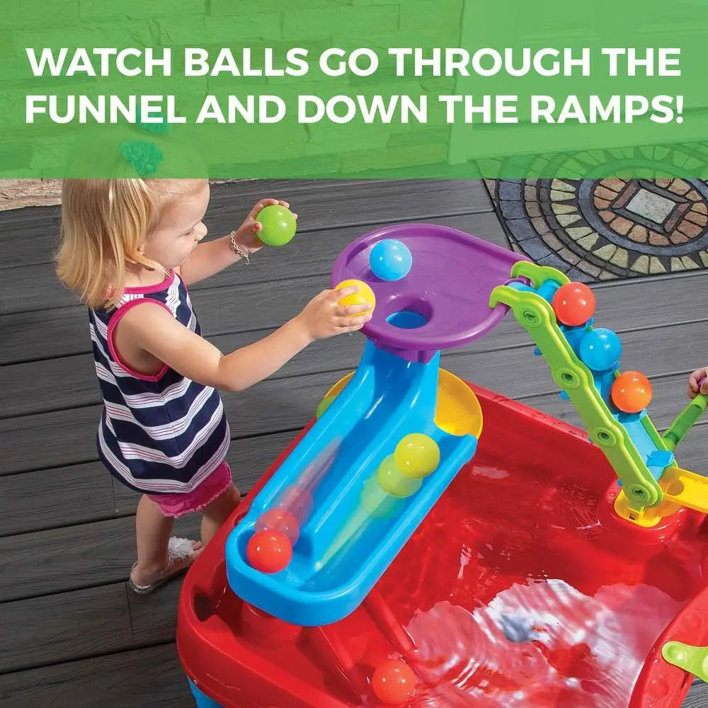 Stem Discovery Ball Table, Kids Water Table Activity Sensory Playset, Summer Outdoor Toys, 13 Piece Water Toy Accessories, For T