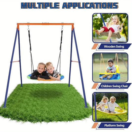 40" Saucer Swing with Stand for Outdoor, 500lbs Swing Set with Heavy Duty Metal Swing Stand for Backyard, Safe Waterproof