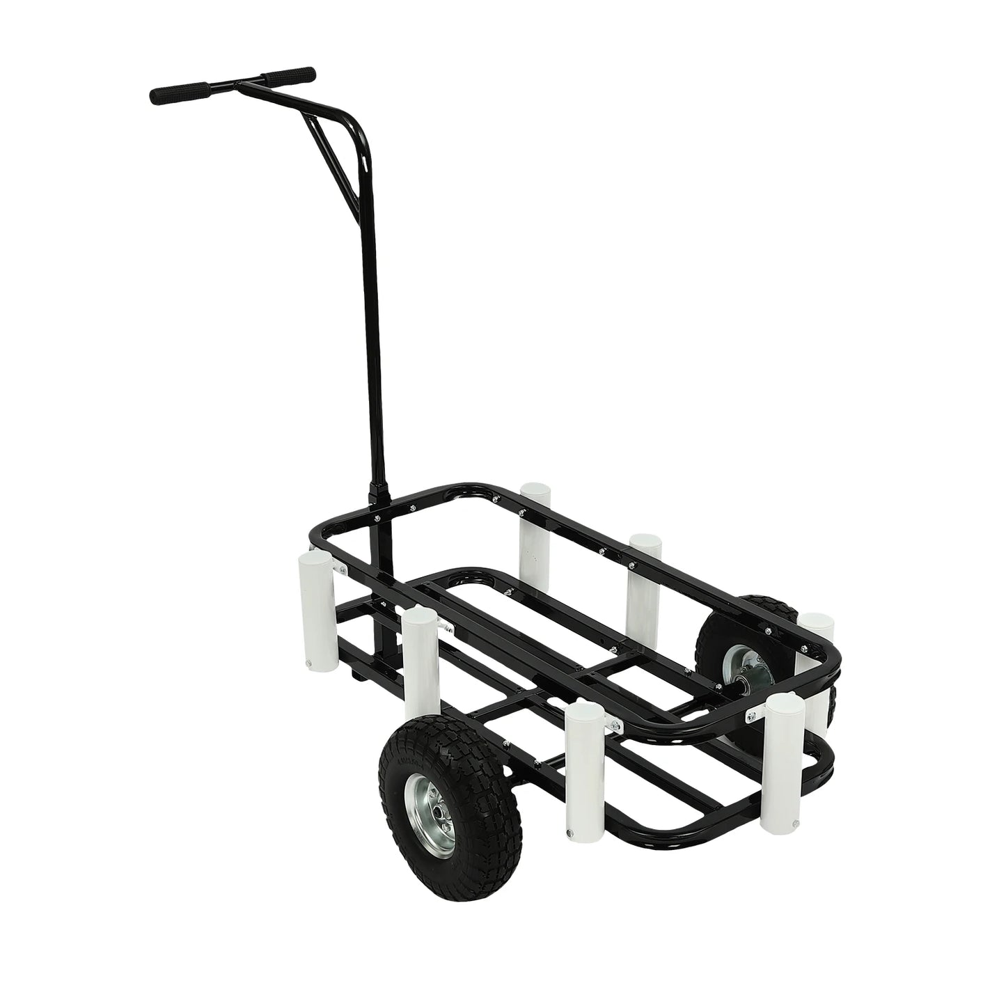 Outdoor Fishing Folding Fishing Cart, High-Carbon Steel Construction, 198.42 lbs Load Capacity, Solid Rubber Tires for Beach,