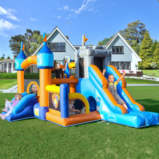 Kids Bouncy Castle House 16x11.7x10ft PVC Inflatable Bounce House With 2 Slides Tunnels Climbing, Basketball Hoops Ball Pit, Jum