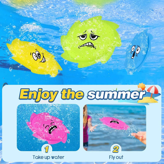Water Flying Discs Toys, Fun Pool & Beach frisbees for 4-8 Year Olds, Summer Splash and Play Outdoor Games for The Whole Family