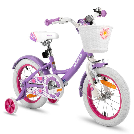 HILAND Girls Bike for Toddlers and Kids Ages 2-7 Years Old, 12 14 16 Inch Kids Bike for Girl with Training Wheels Basket