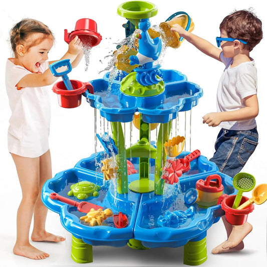 Kids Flower Water Table for Toddlers for 3 4 5 6 7 8 Years Old, Outdoor Water Sand Table for Boys Girls, Sensory Toys for Toddle