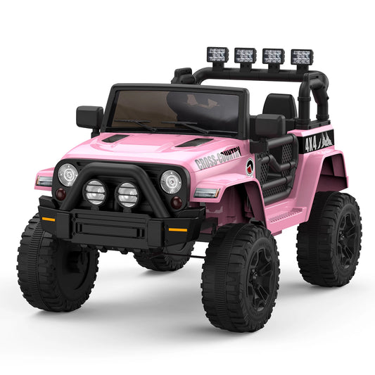 2-Seater Ride On Truck Car 12V Battery Powered Electric Truck with Remote Control Seat Belt Spring Suspension Kids 4 Wheels Car
