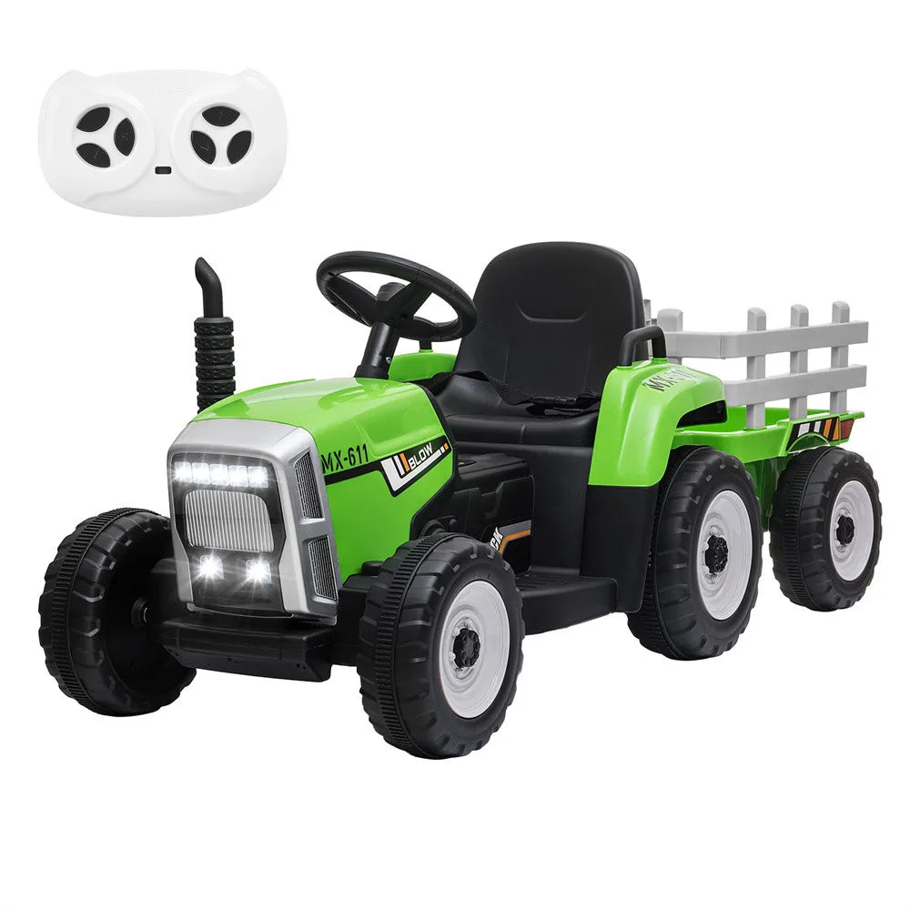 12V Kids Electric Battery-Powered Ride On Tractor Toy w/ Trailer Remote Control Suit 3-8 Age Kids  Xmas Gifts