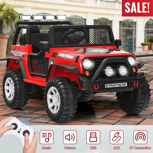 12V Battery Powered  Ride On Car 2 Seater kids Electric Vehicle Toy Truck w/Remote Control Equipped with Music