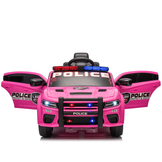 12v Kids ride on police car W/Parents Remote Control,anti-collision bar,Front&top alarm light design,Police car sticker