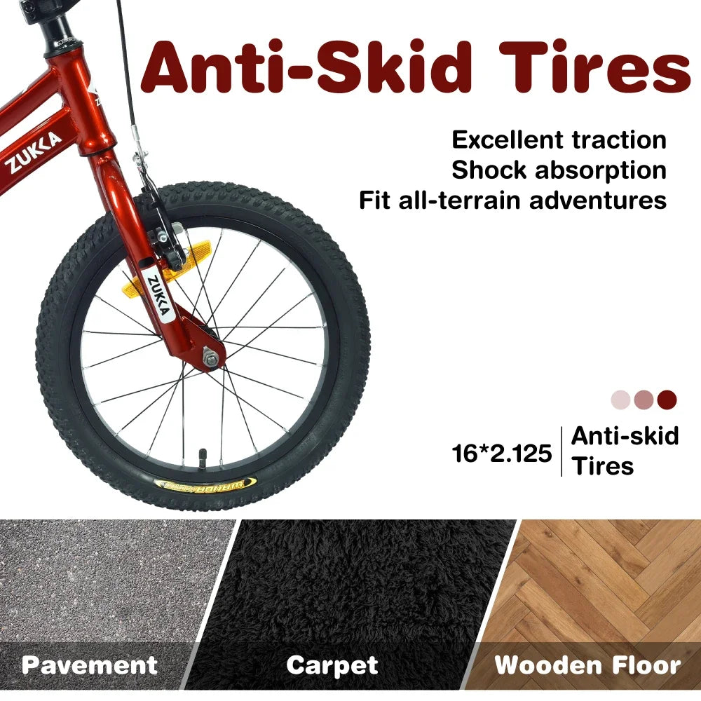 ZUKKA Kids Bike,16 Inch Kids' Bicycle with Training Wheels for Boy & Girl Age 4-7 Years, Multiple Colors