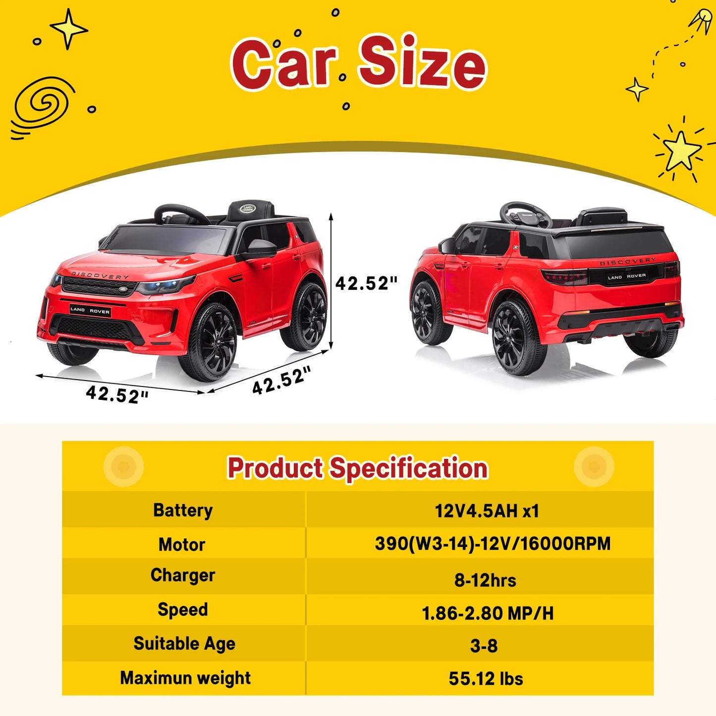 Ride on Car for Kids 12V Power Battery Electric Vehicles License Ride On Truck w/Parent Remote Control, MP3 Player, Rocking