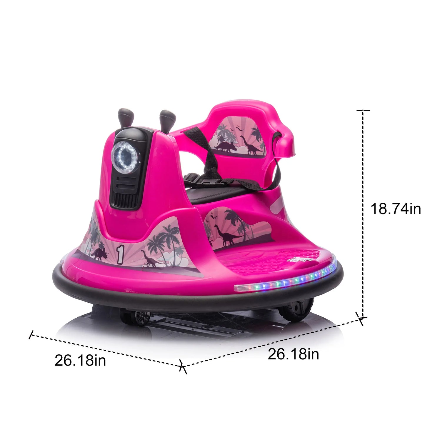 12V Kids Ride On Bumper car W/Parents control,Rotate 360 degrees,Two-handed switch for direction control Bumper strip,Light belt