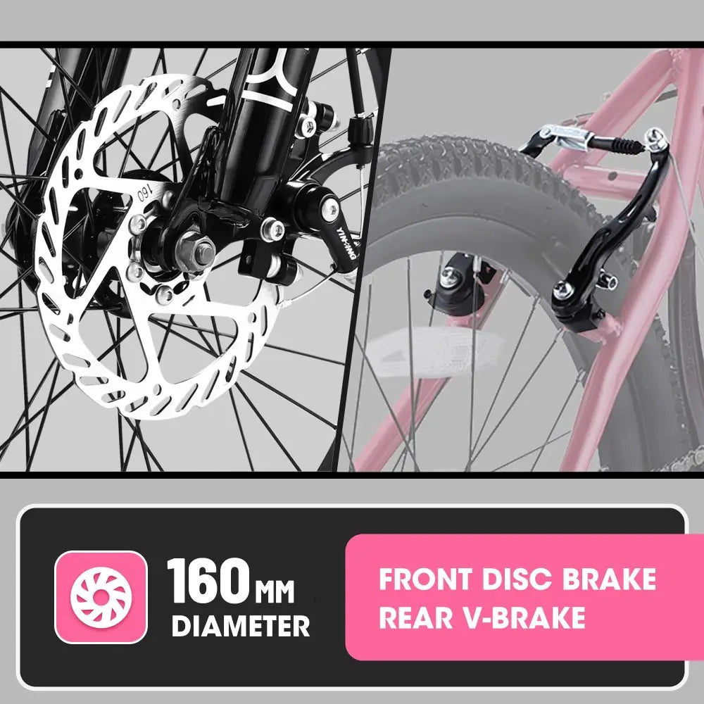 S20101 20 Inch Kids' Bike, Boys Girls Mountain Bike Ages 8-12, 7 Speed Teenager Children Kids' Bicycles