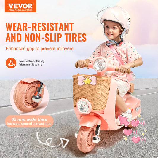 VEVOR Kids Ride On Motorcycle 6V/12V Battery Powered Electric Motorcycle Trike with Speed 2mph  Ride on Toys for Children Gifts