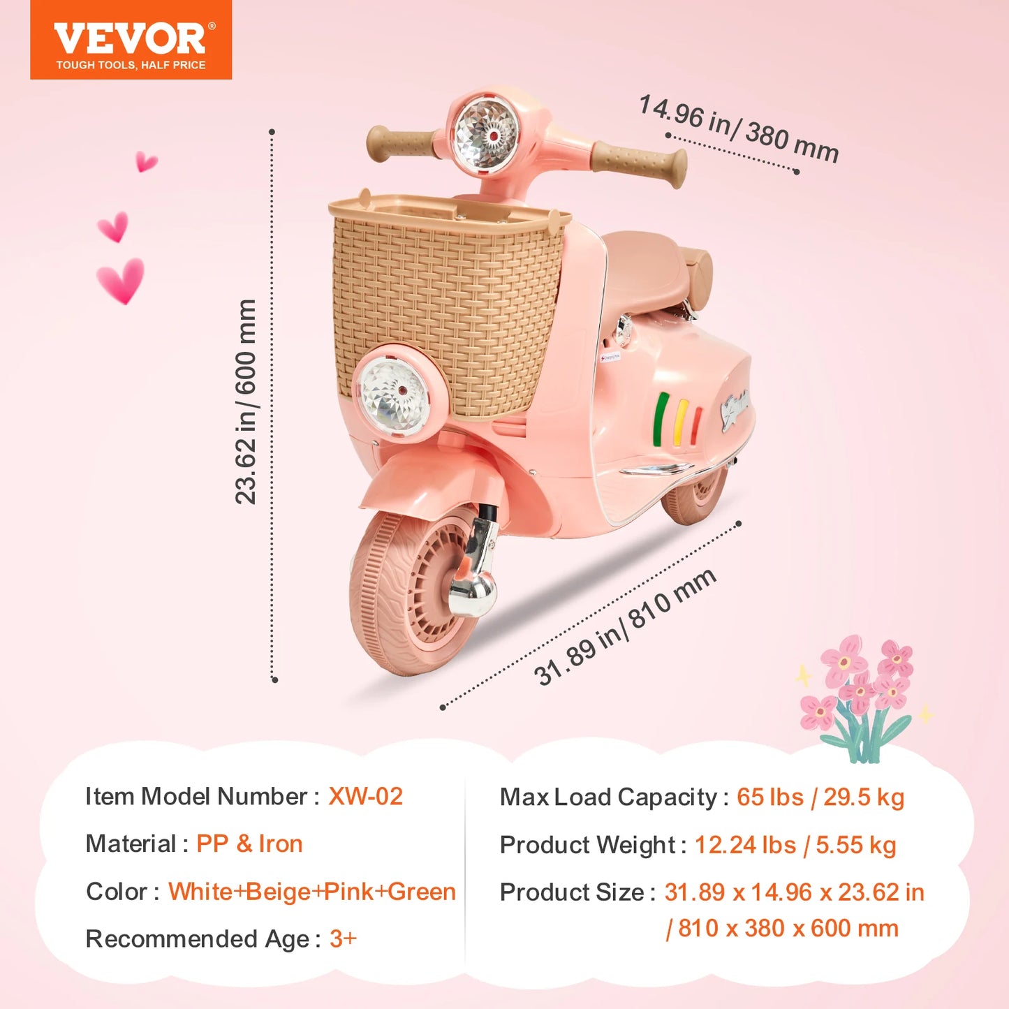 VEVOR Kids Ride On Motorcycle 6V/12V Battery Powered Electric Motorcycle Trike with Speed 2mph  Ride on Toys for Children Gifts