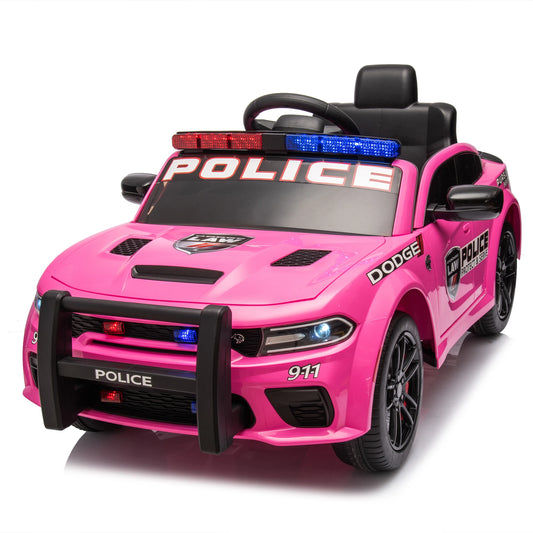 12v Kids ride on police car W/Parents Remote Control,anti-collision bar,Front&top alarm light design,Police car sticker