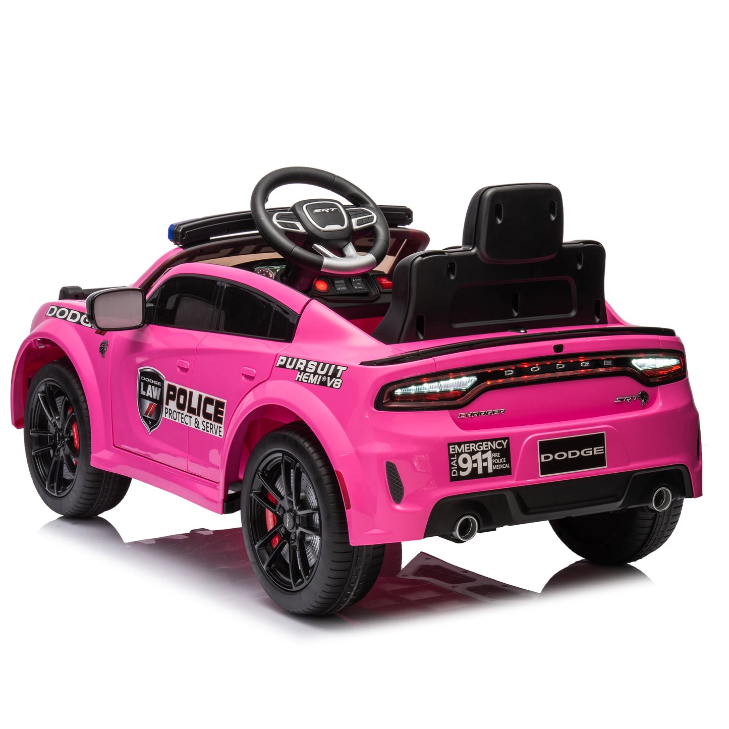 12v Kids ride on police car W/Parents Remote Control,anti-collision bar,Front&top alarm light design,Police car sticker