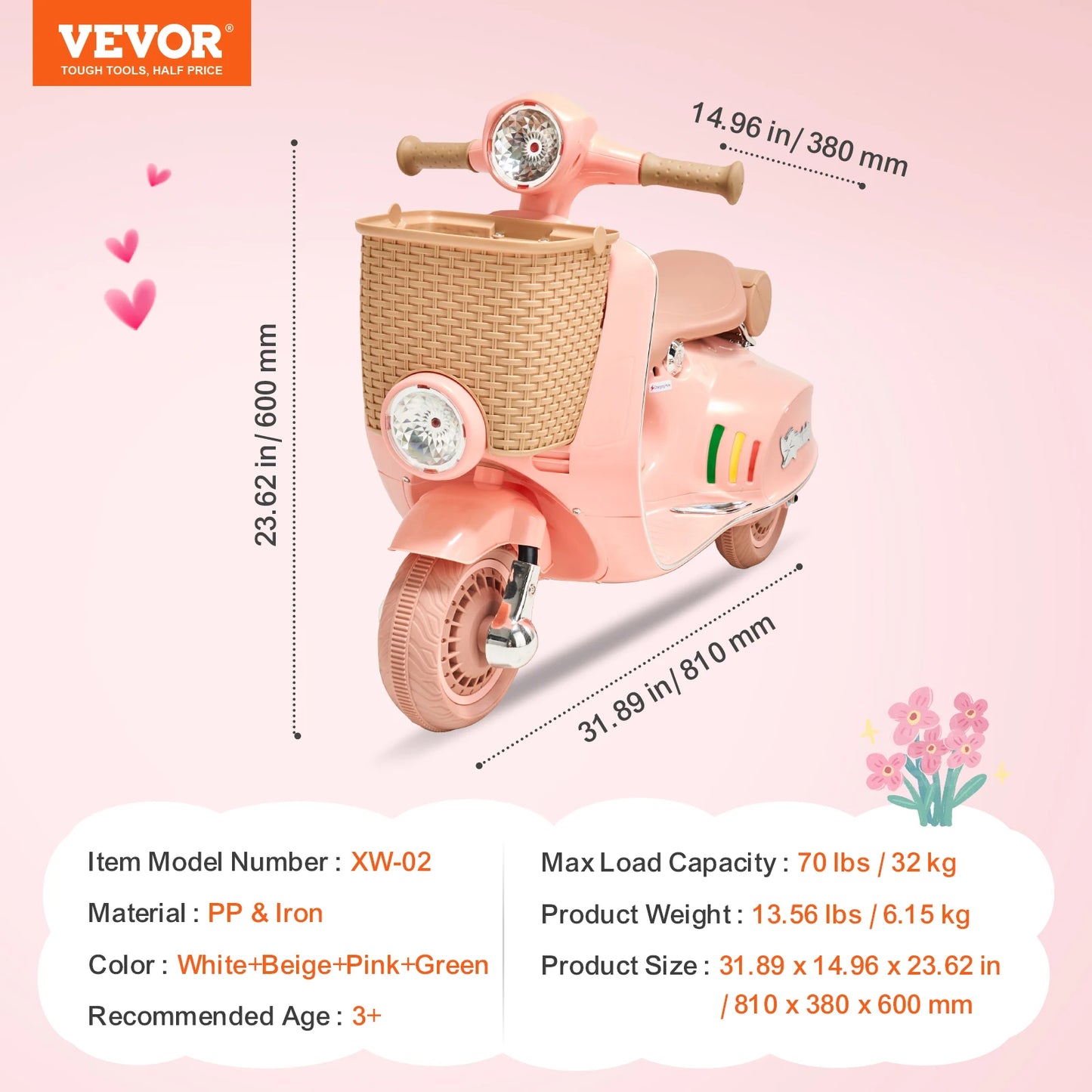 VEVOR Kids Ride On Motorcycle 6V/12V Battery Powered Electric Motorcycle Trike with Speed 2mph  Ride on Toys for Children Gifts