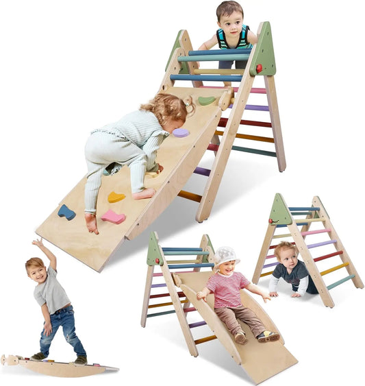 Pikler Triangle Climbing Set, Toys for Toddlers 1-3 Inside, 5in1 Montessori Set, Pikler Set