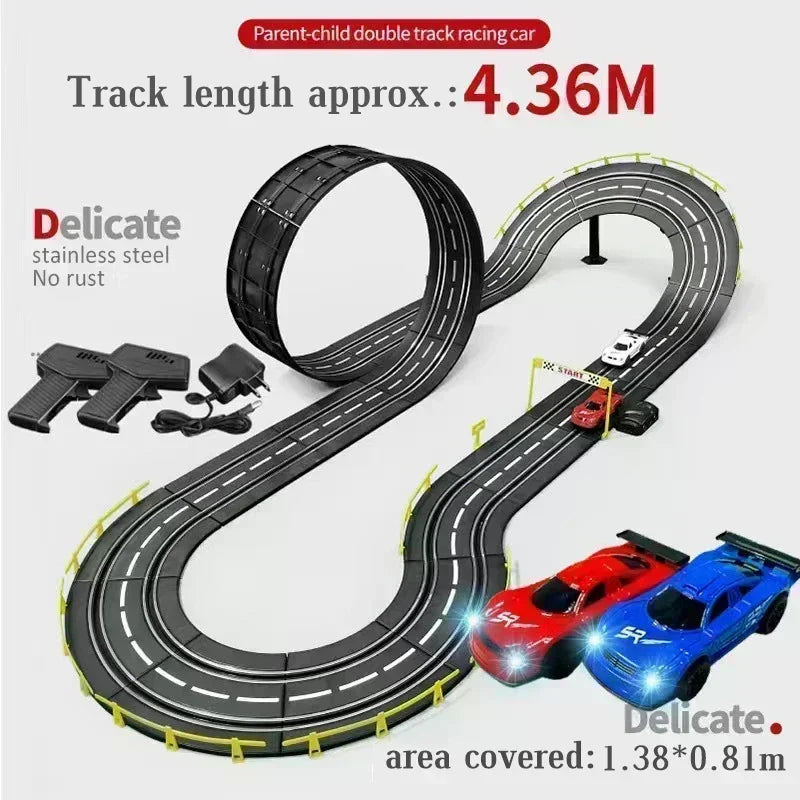 1/43 Electric Rail Car Double Remote Control Car Racing Track Toy Autorama Circuit Voiture Electric Railway Slot Race Car Toy