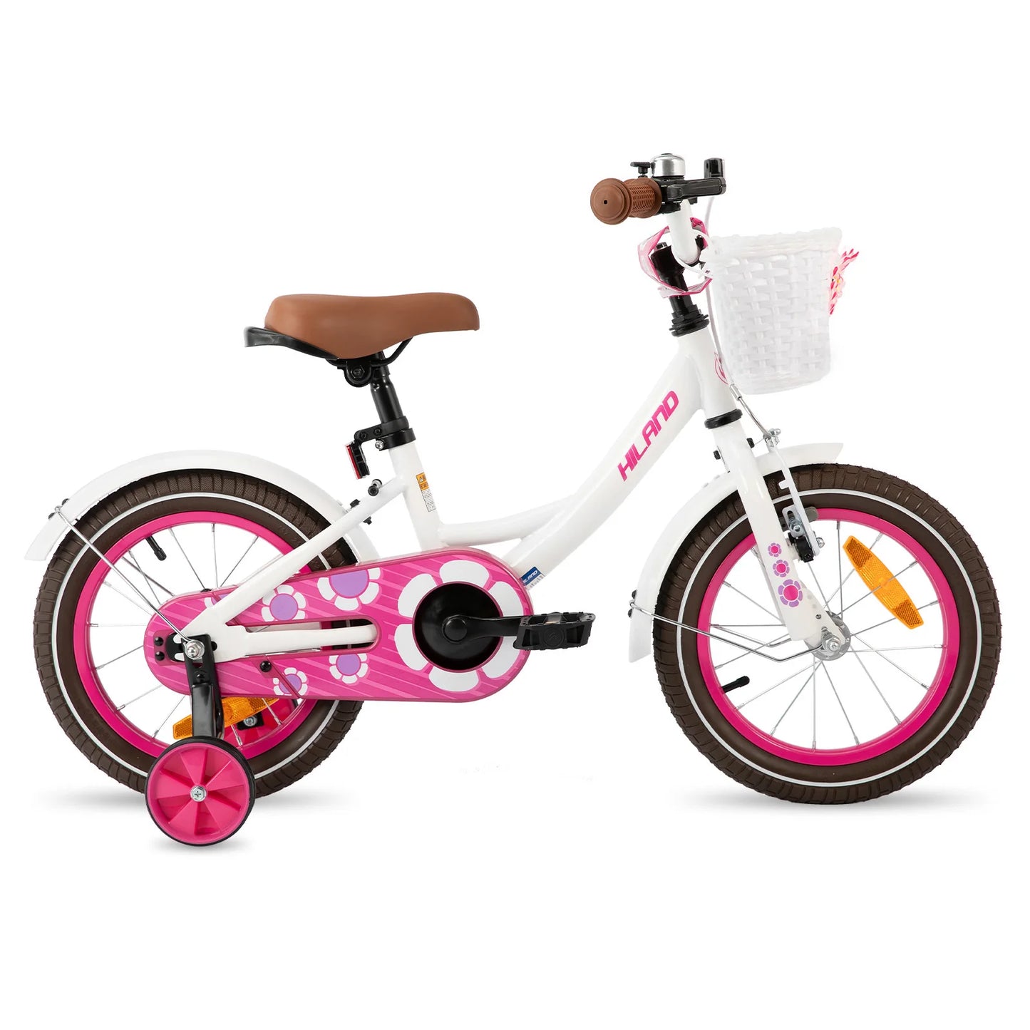HILAND Girls Bike for Toddlers and Kids Ages 2-7 Years Old, 12 14 16 Inch Kids Bike for Girl with Training Wheels Basket