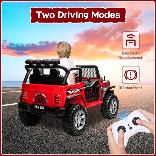 12V Battery Powered  Ride On Car 2 Seater kids Electric Vehicle Toy Truck w/Remote Control Equipped with Music