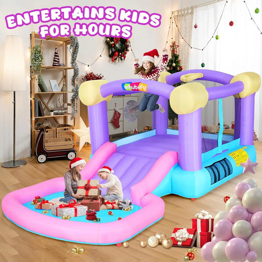 Inflatable Bounce House for Kids 3-6 with Ball Pit & Dart Board - Toddler Water Bounce House Jump 'n Slide Park for Indoor Outdo