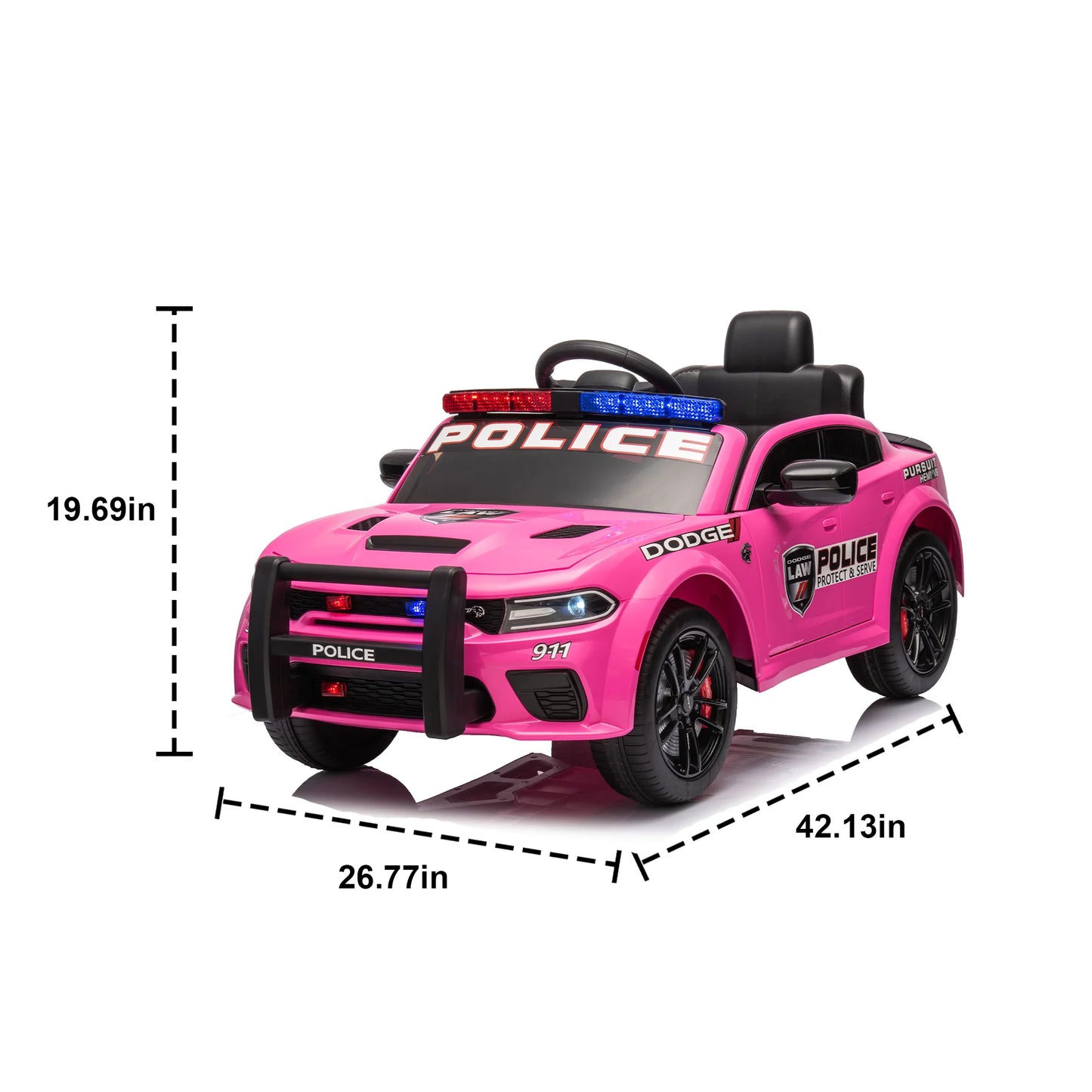 12v Kids ride on police car W/Parents Remote Control,anti-collision bar,Front&top alarm light design,Police car sticker