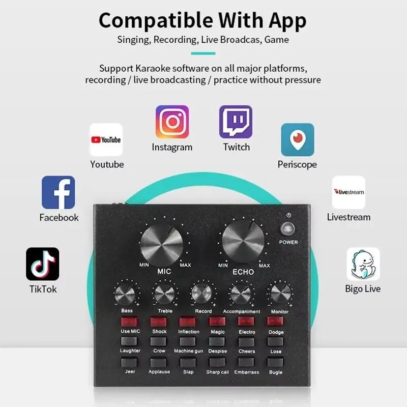 BM800 V8 Sound Card Set Professional Audio Condenser Mic Studio Singing Microphone for Karaoke Podcast Recording Live Streaming