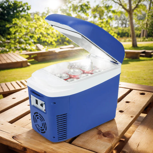 iceBlue 7L/9Can Portable Fridge,Car Home Dual-use Cooler Warmer with DC 12V Cigarette Lighter Power Socket for Travel Picnic