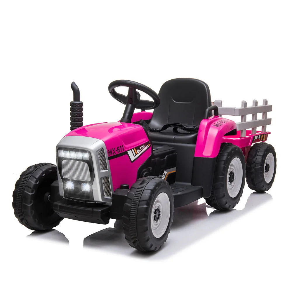 12V Kids Electric Battery-Powered Ride On Tractor Toy w/ Trailer Remote Control Suit 3-8 Age Kids  Xmas Gifts