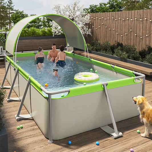 Summer Swimming Pool Inflatable Large Pools For Family With Slide Inflatable Toys Water Game Outdoor Games Baby Pool Backyard