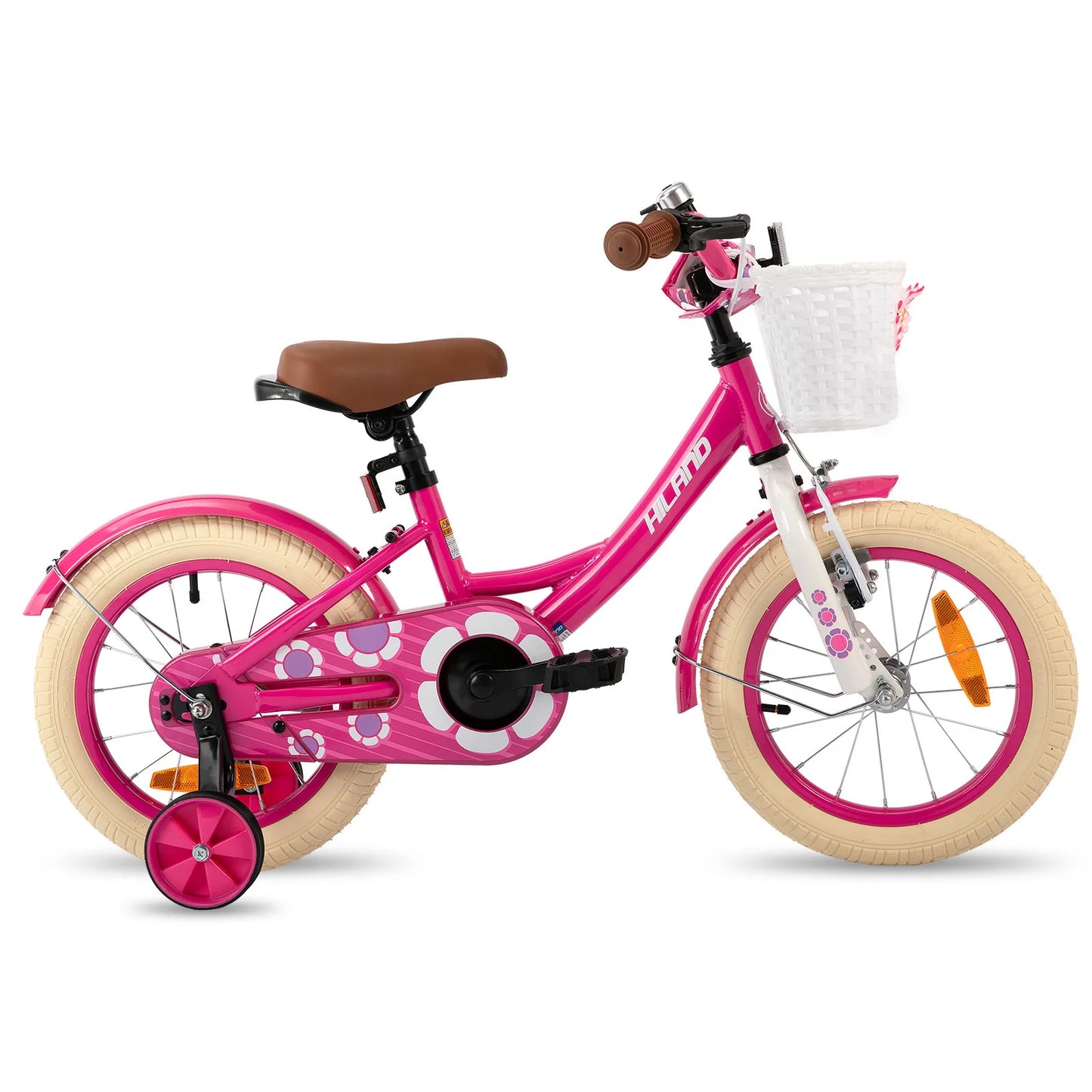 HILAND Girls Bike for Toddlers and Kids Ages 2-7 Years Old, 12 14 16 Inch Kids Bike for Girl with Training Wheels Basket